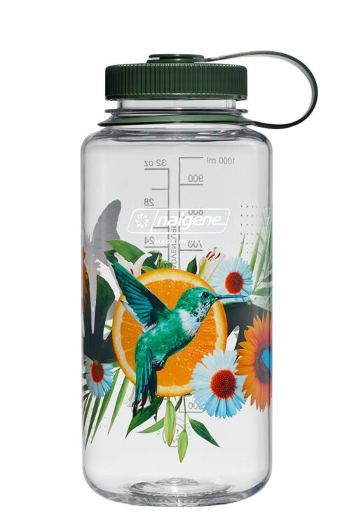 Load image into Gallery viewer, Nalgene 32oz / 1L Wide Mouth Sustain Water Bottle Surrealist Citrus Hummingbird By Nalgene