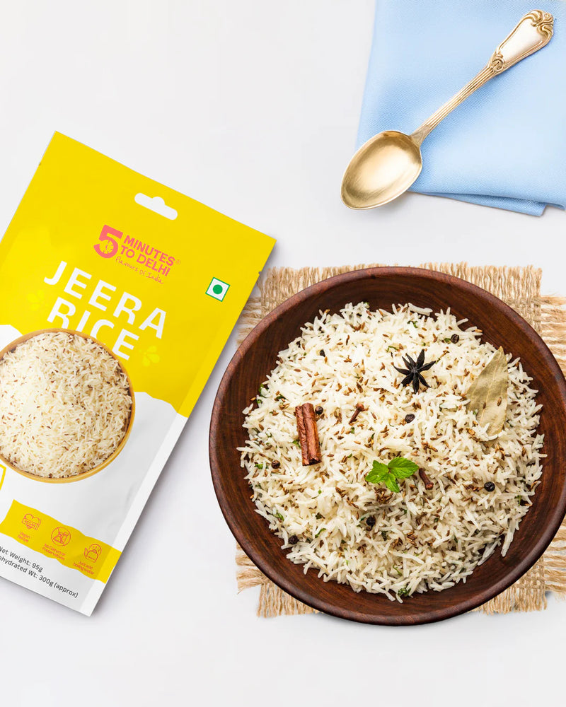 Load image into Gallery viewer, 5 Minutes To Delhi Jeera Rice Camping Meal (Vegan) By 5 Minutes To Delhi