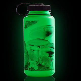 Load image into Gallery viewer, Nalgene 32oz / 1L Wide Mouth Sustain Water Bottle GLO WYLD Black Mushrooms By Nalgene