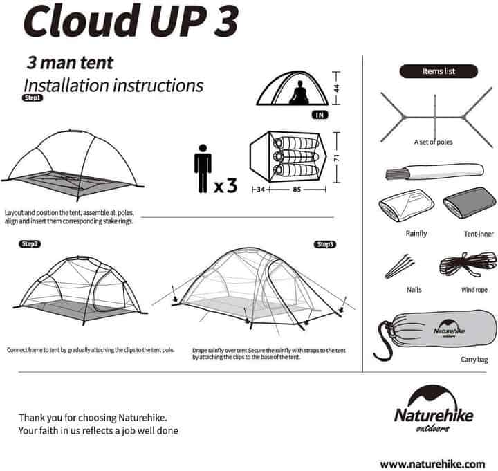 Load image into Gallery viewer, Naturehike Cloud Up 3 - Various Colours By NatureHike