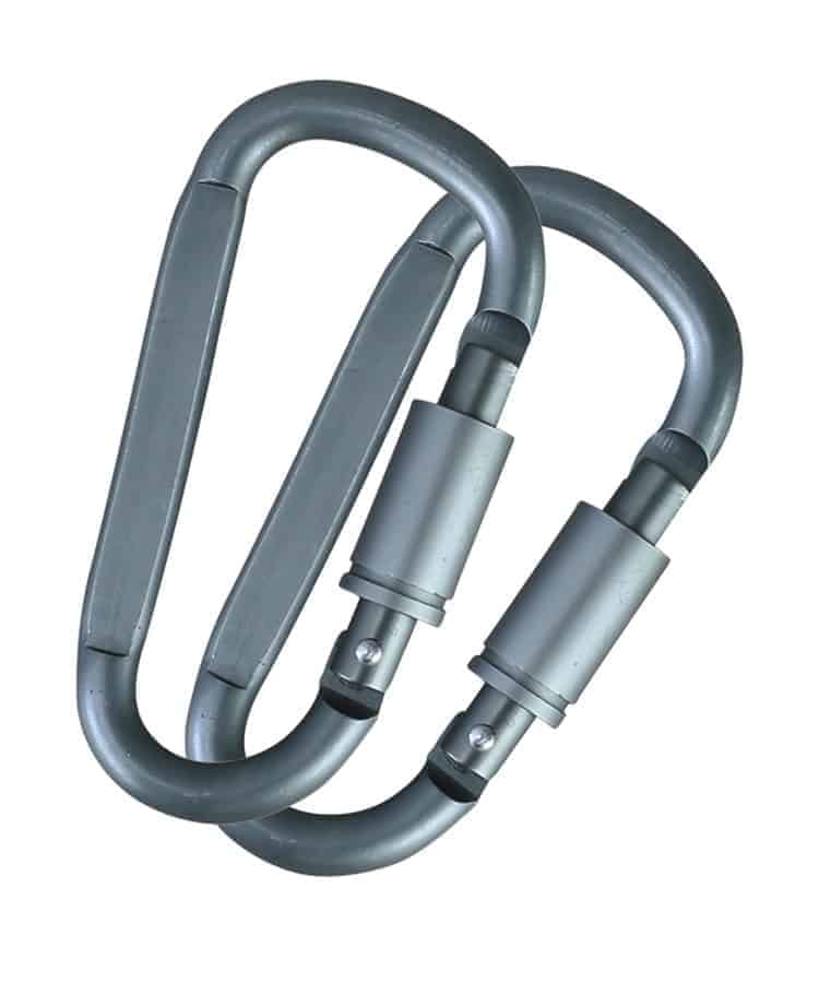 Load image into Gallery viewer, Kombat UK Gunmetal Grey Locking Carabiners - 6mm (Pair) By Kombat UK