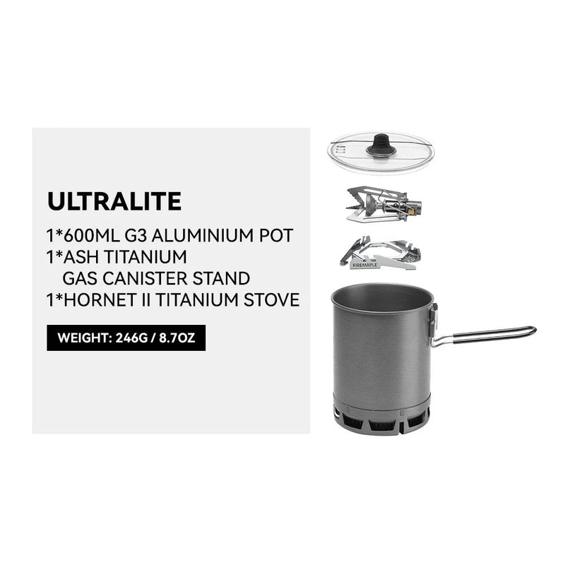 Load image into Gallery viewer, Firemaple Petrel G3 Ultralight Cooking system with Stove with Hornet ii stove By Fire Maple Gear