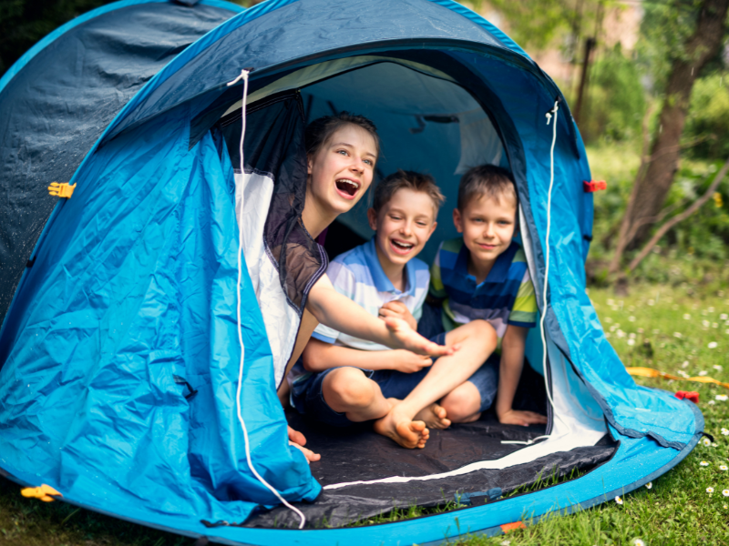 kids in tent