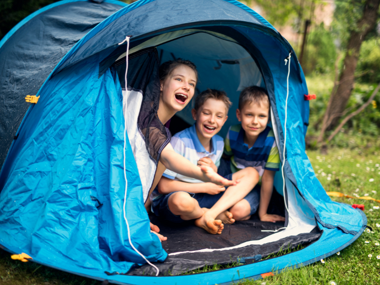 kids in tent