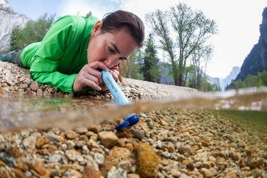 lifestraw personal water filter blue in use 1
