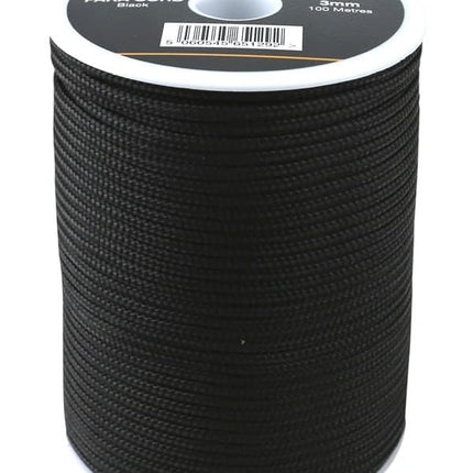 Para Cord 3mm on 100m Reel (Various colours) Black By Kombat UK