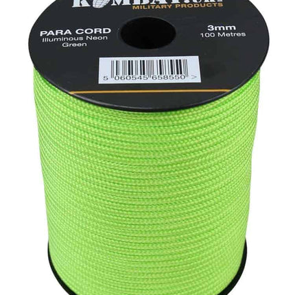 Para Cord 3mm on 100m Reel (Various colours) Neon Green By Kombat UK
