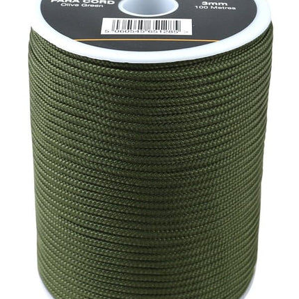 Para Cord 3mm on 100m Reel (Various colours) Olive Green By Kombat UK