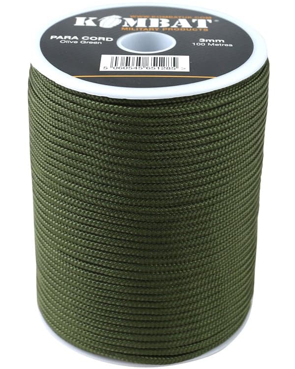 Load image into Gallery viewer, Para Cord 3mm on 100m Reel (Various colours) Olive Green By Kombat UK

