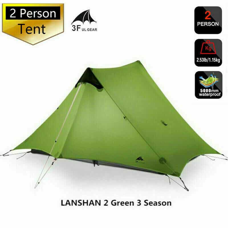 Load image into Gallery viewer, 3F UL Gear Lanshan 2 Classic / 3 Season / Forest Green Hiking Pole Tent By 3F UL GEAR
