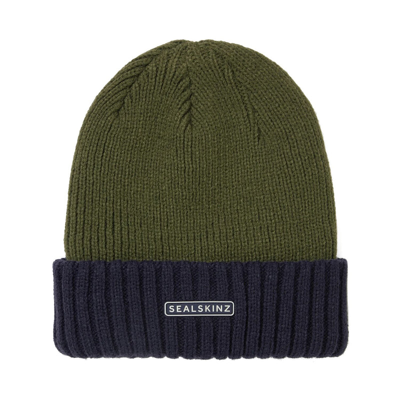 Load image into Gallery viewer, SealSkinz Bacton Waterproof Beanie Olive Navy By Seal Skinz
