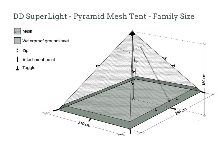 Load image into Gallery viewer, DD SuperLight Pyramid Mesh Tent - Family Size By DD Hammocks

