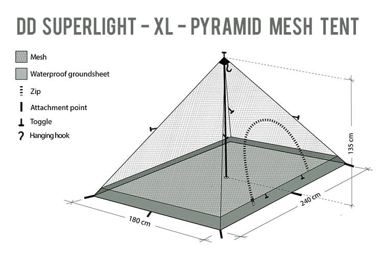 Load image into Gallery viewer, DD SuperLight XL Pyramid Mesh Tent By DD Hammocks
