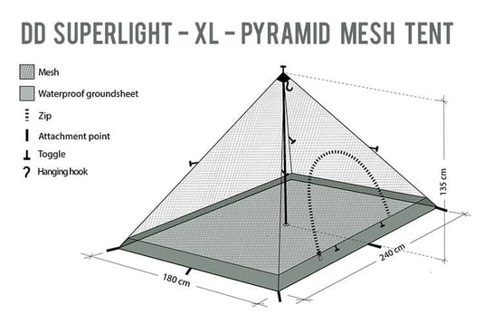 DD SuperLight XL Pyramid Mesh Tent By DD Hammocks