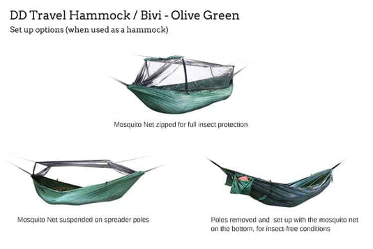 DD Travel Hammock / Bivi Olive Green By DD Hammocks