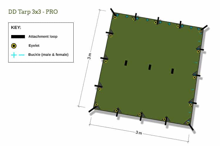 Load image into Gallery viewer, DD Hammocks Tarp 3x3 Pro - Olive Green By DD Hammocks
