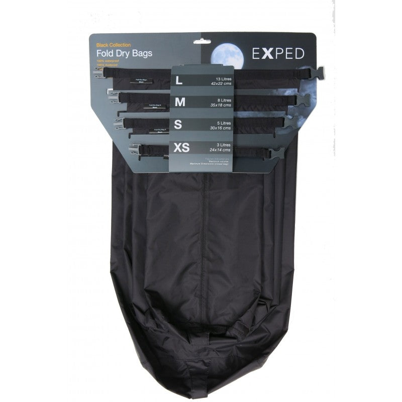 Load image into Gallery viewer, Exped Fold Dry Bag 4 pack set (Various Colours) Black By Exped
