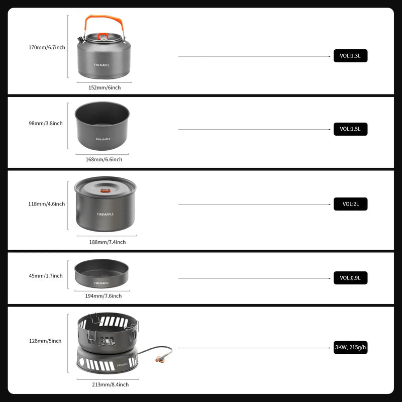 Load image into Gallery viewer, Firemaple Cooking Kit with Pots and Pans With Gas Burner By Fire Maple Gear
