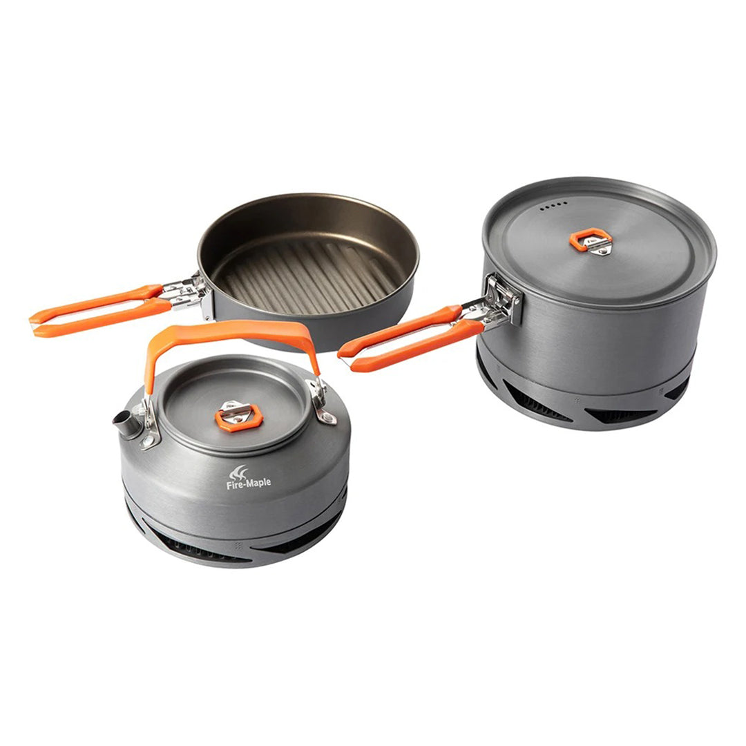 Fire-Maple Feast 4 Piece Camping Cookware Cookware Cookware Kit Outdoor Cookware Set With Pots, Kettle, Saucepans And Spatula For Hiking Fishing Picnic