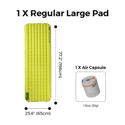 Flextail Gear Tiny Sleeping Pad R03 AVS - 3.5 L-Value 3 Season Sleeping Pad with Pump (Large) By Flextail Gear