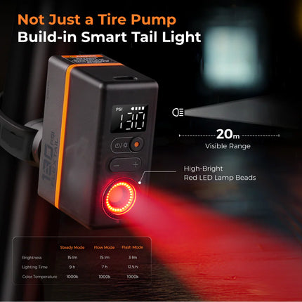 Flextail Gear Tiny Tire Pump 200 with Bike Tail Light - Up to 130PSI By Flextail Gear