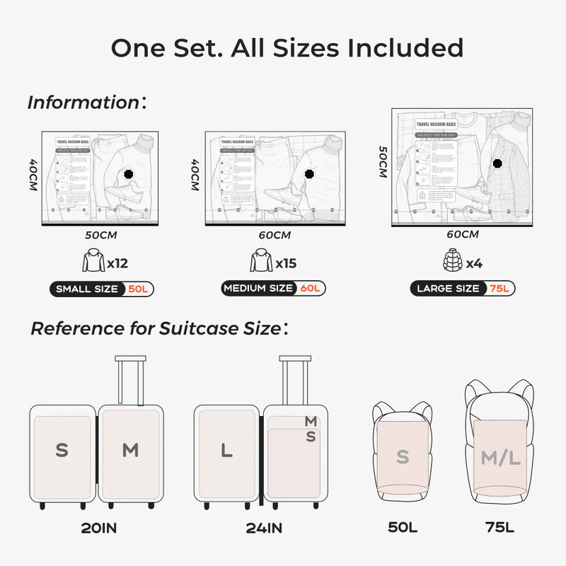 Load image into Gallery viewer, Flextail NANO Vacuum Bag Set 20 Pack - 85% COMPRESSION IN JUST 8S By Flextail Gear
