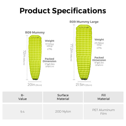 Flextail Gear Tiny Sleeping Pad R09 AVS Mummy Large By Flextail Gear