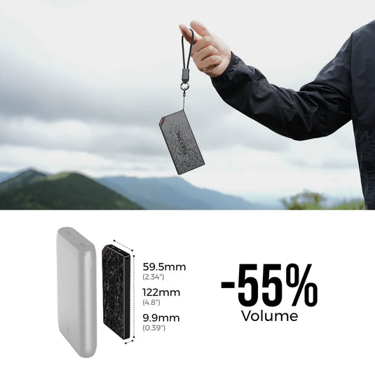 Flextail ZERO POWER 10,000C - The World's Lightest & Thinnest 10,000mAh Power Bank (145g, 22.5W) By Flextail Gear