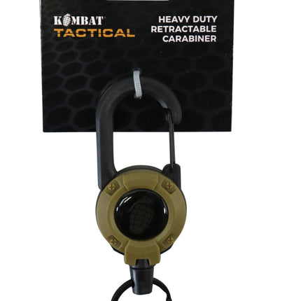 Kombat UK Heavy Duty Retractable Carabiner - Various Colours Coyote Brown By Kombat UK