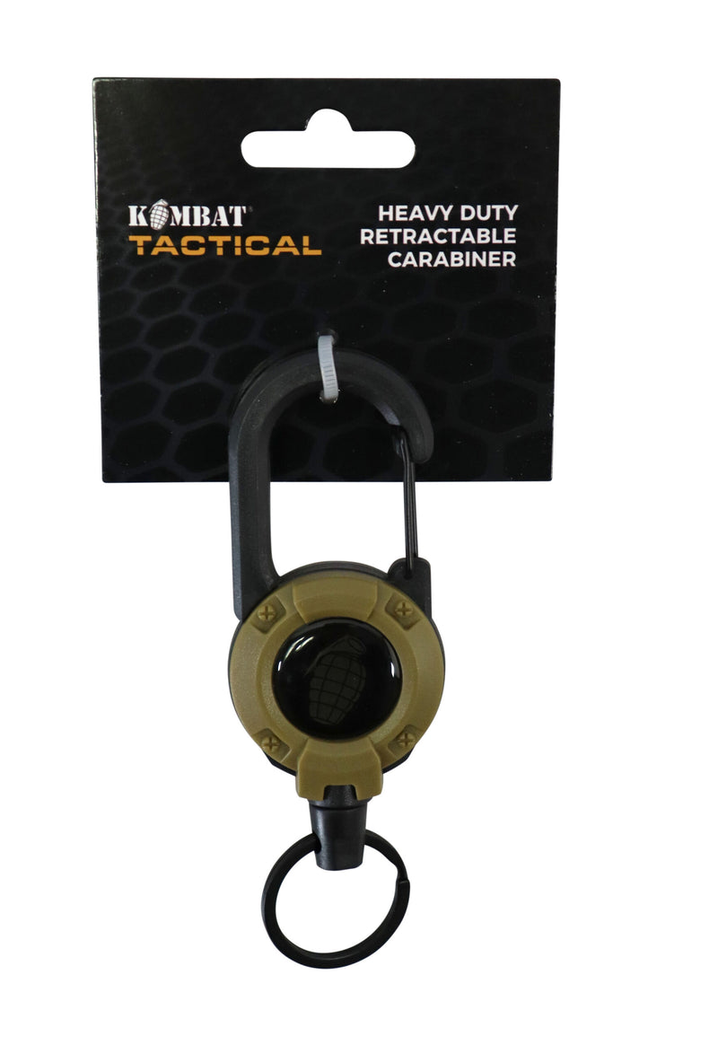 Load image into Gallery viewer, Kombat UK Heavy Duty Retractable Carabiner - Various Colours Coyote Brown By Kombat UK
