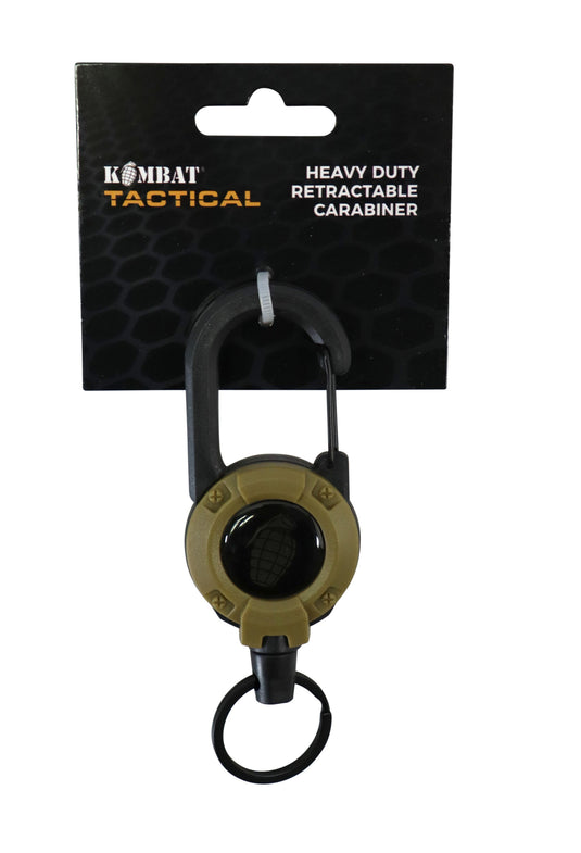 Kombat UK Heavy Duty Retractable Carabiner - Various Colours Coyote Brown By Kombat UK