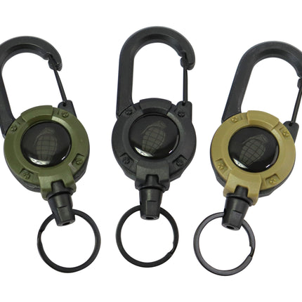 Kombat UK Heavy Duty Retractable Carabiner - Various Colours Olive Green By Kombat UK
