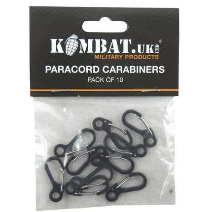 Kombat Paracord Carabiners Metal - 10 Pack - Black By Kombat UK