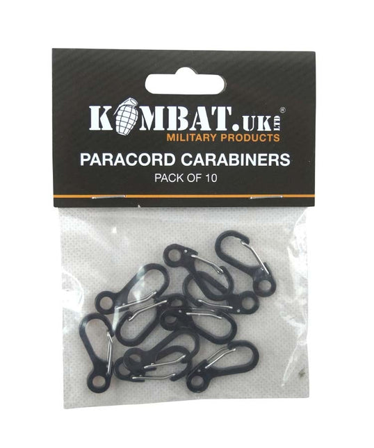 Kombat Paracord Carabiners Metal - 10 Pack - Black By Kombat UK