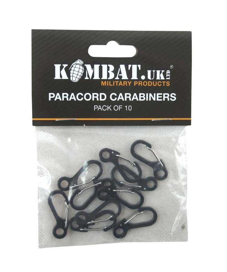 Load image into Gallery viewer, Kombat Paracord Carabiners Metal - 10 Pack - Black By Kombat UK
