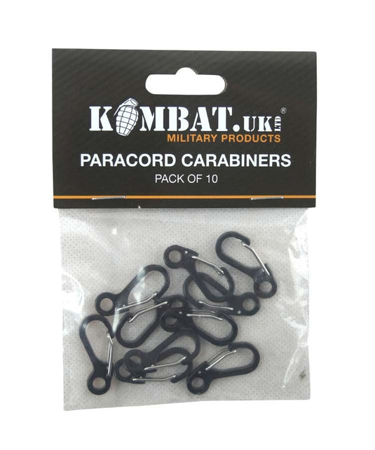 Kombat Paracord Carabiners Metal - 10 Pack - Black By Kombat UK