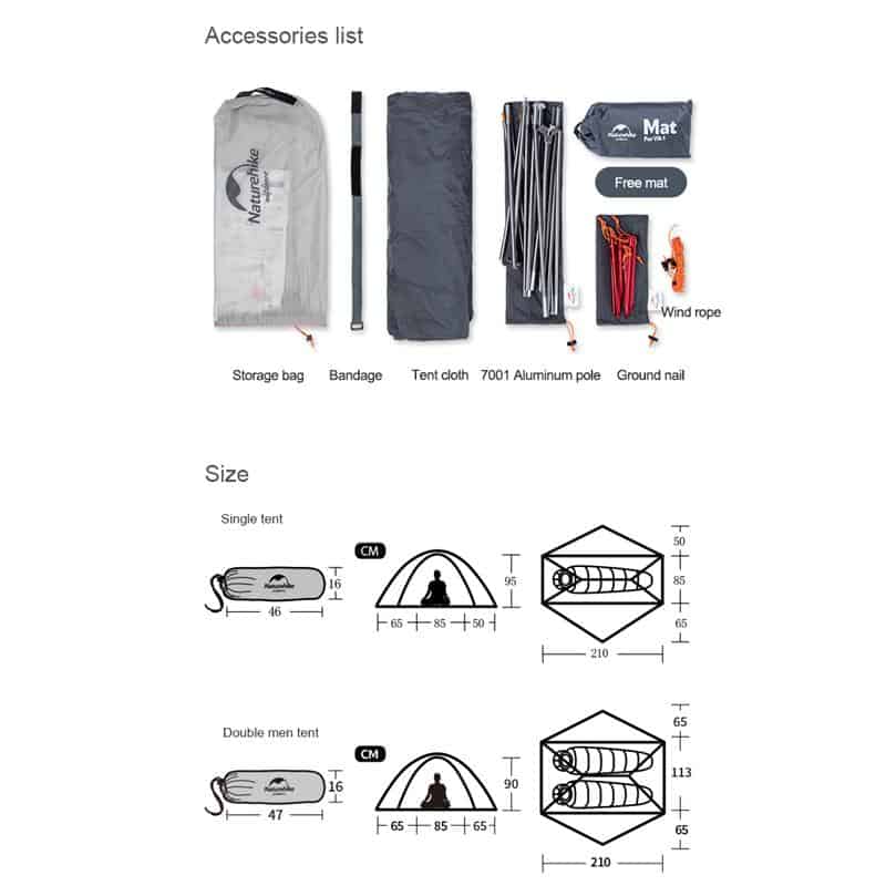 Load image into Gallery viewer, Naturehike Outdoor VIK 2 Series Ultralight 15D Nylon 2 Person Tent By NatureHike
