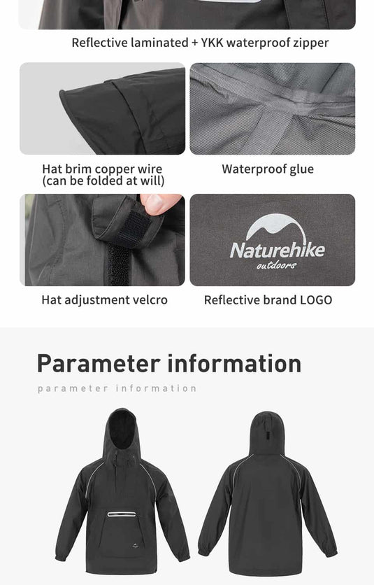 Naturehike Short hooded Lightweight Raincoat By NatureHike