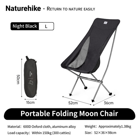 Naturehike YL05 Ultralight Portable Camping Chair (low or high back) High Back By NatureHike