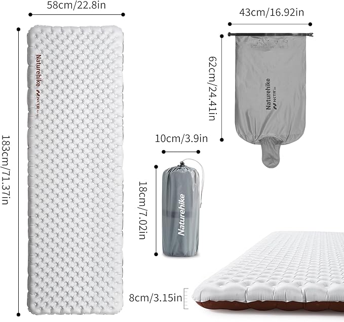 Load image into Gallery viewer, Naturehike TuYe™ R5.8 Ultralight Inflatable Sleeping Pad Mat Grey Square (Standard) By NatureHike

