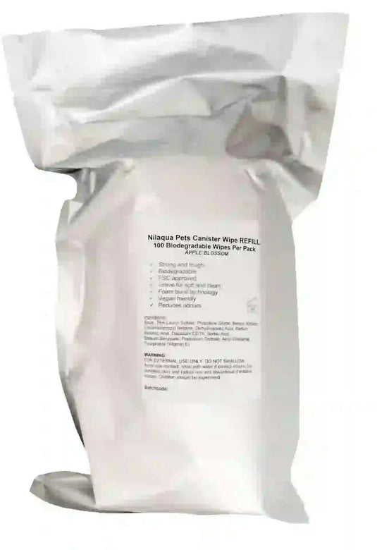 Nilaqua Biodegradable Bamboo Pet Wipes - 100pk Apple Refills By Nilaqua Pets