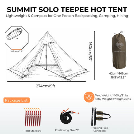 Onewind Summit Solo Teepee Hot Tent with Stove Jack
