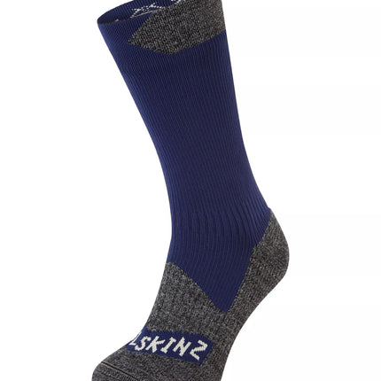 Sealskinz Raynham Waterproof All Weather Mid Length Sock Navy Grey By Seal Skinz