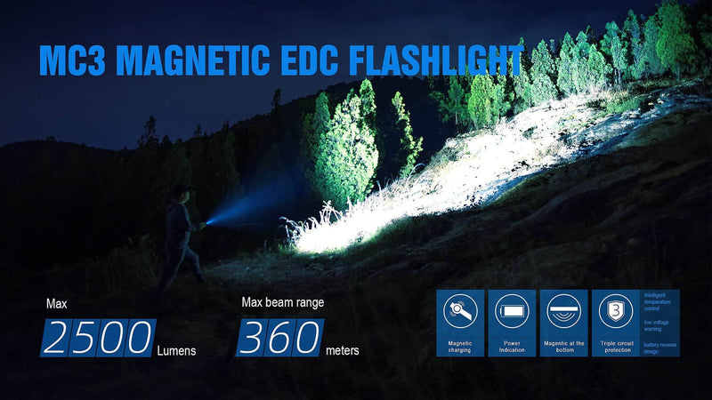 Load image into Gallery viewer, Trustfire MC3 EDC Magnetic Rechargeable Led Flashlight 2500Lumens By Trust Fire
