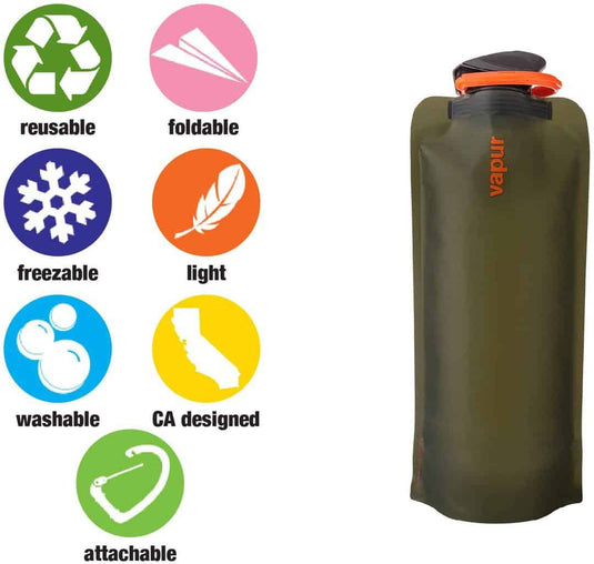 Vapur Wide Mouth 700ml Folding Water Bottle (Various Colours) By Vapur