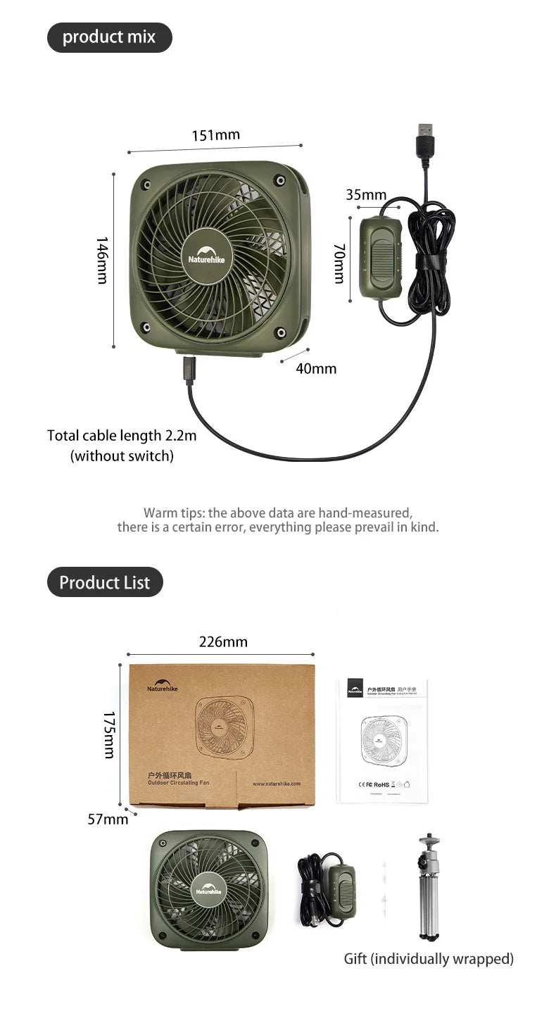Load image into Gallery viewer, Naturehike USB powered Camping Fan with Speed control By NatureHike

