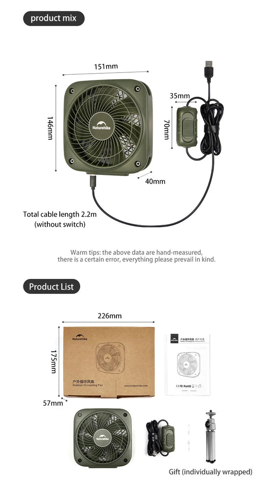 Naturehike USB powered Camping Fan with Speed control By NatureHike