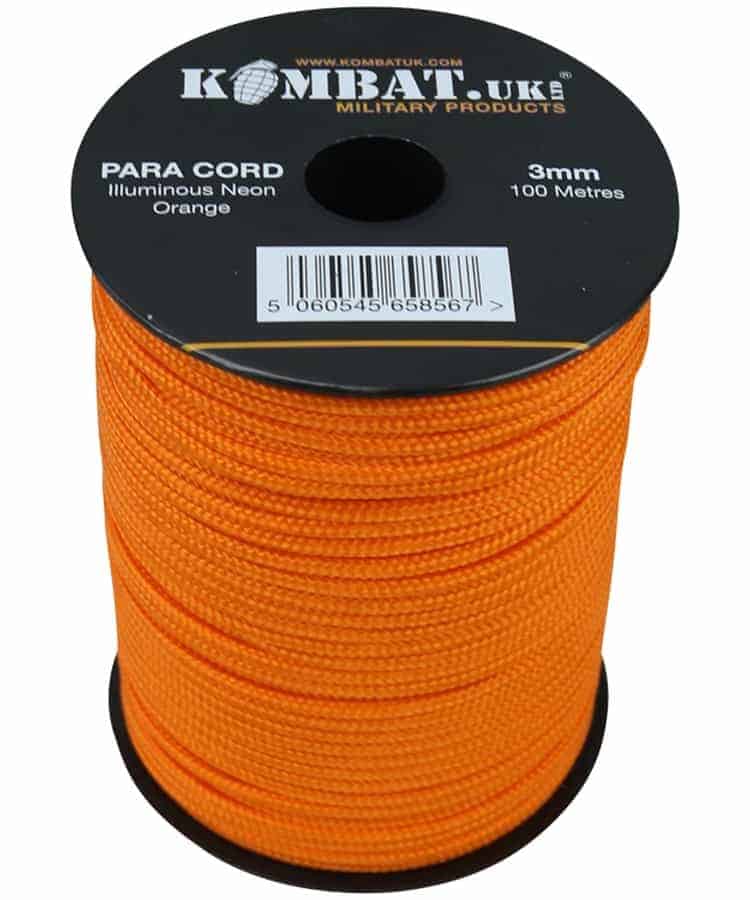 Load image into Gallery viewer, Para Cord 3mm on 100m Reel (Various colours) Neon Orange By Kombat UK
