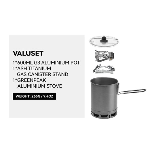 FireMaple Petrel G3 Cooking set (Ultralight) with Greenpeak stove By Fire Maple Gear