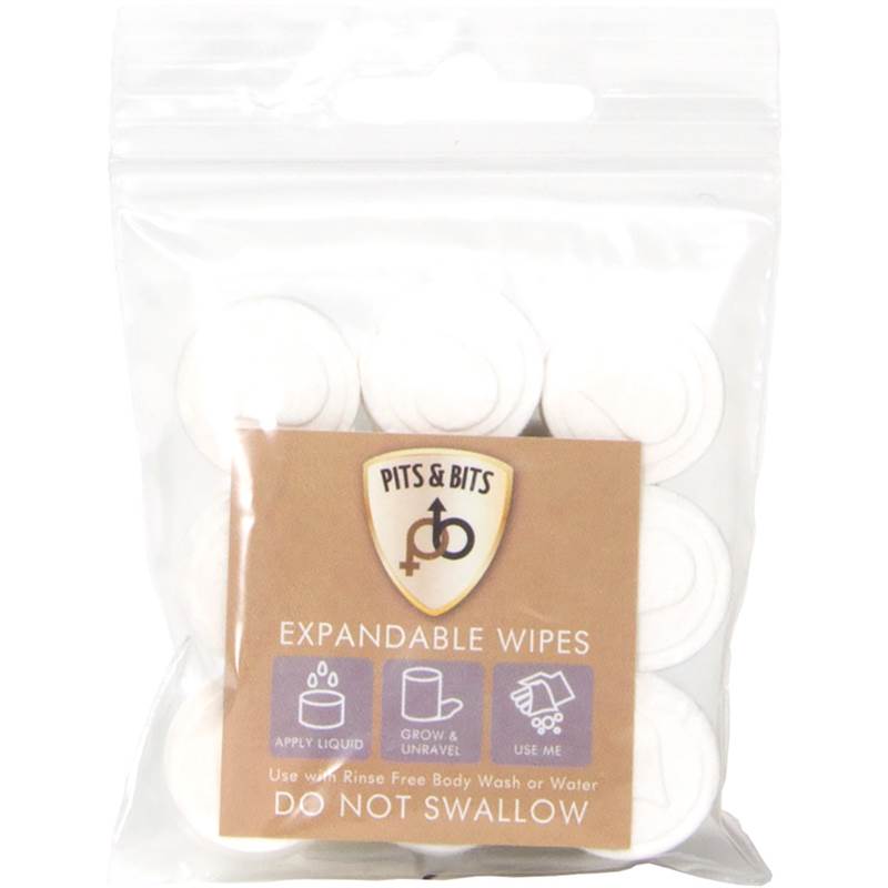 Load image into Gallery viewer, Pits &amp; Bits® Compostable Expandable Wipes 9pk By Pits and Bits
